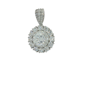 Montura colgante de centro vacío de diamantes cultivados en laboratorio con ajuste de Halo redondo clásico de oro de 18 quilates para ocasiones de regalo - Product Image 3