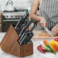 Couteaux de cuisine, couteau de chef avec manches ergonomiques en ABS, ensemble de couteaux de cuisine avec bloc en bois