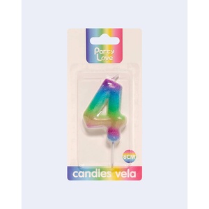 Vela de Cumpleaños con Número 4, 6 cm, Color Arcoíris, para Fiestas - Product Image 2