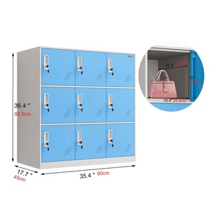 Armario Metálico Pequeño <span class=keywords><strong>de</strong></span> 9 Puertas con Cerradura <span class=keywords><strong>de</strong></span> Llave, Armario <span class=keywords><strong>de</strong></span> Acero para Garaje, Dormitorio, Sala <span class=keywords><strong>de</strong></span> Estar, Gimnasio, Oficina - Product Image 2