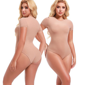 Fits Everyday Basic Bodysuit Jumpsuit Round Neck Short Sleeve <strong>T-Shirt</strong> Tops Sculpting Full Body <strong>Shaper</strong> for Women Clothing - Product Image 3