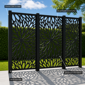 Panel Decorativo de Aluminio Cortado con Láser, Pantalla de Privacidad para Jardín, Patio de Villa, Patrón Personalizado, Recubrimiento en Polvo, 6 pies - Product Image 2