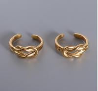 Bague de Promesse Personnalisée en Acier Inoxydable Plaqué Or 18K Bague Noeud Entrelacé Amitié Amour Bague Double Noeud Ouvert