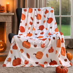Halloween <b>Pumpkin</b> Flannel <b>Blanket</b> Throw <b>Blanket</b> Nap <b>Blanket</b> Fall Decor Trick or Treat Skin Friendly Reversible Custom Print - Product Image 2