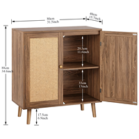 Console de style nordique multifonctionnelle en bois, meuble de rangement avec portes tressées, mobilier de salon durable