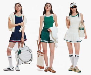 Venta al por mayor Fitness Running Faldas Mujer Falda plisada de tenis Blanco de cintura alta Golf Deportes Mini falda con bolsillos - Product Image 6