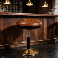 Tabouret de comptoir moderne sans dossier, design champignon, assise rembourrée douce, pivotant à 360°, hauteur réglable, base métallique pour la maison