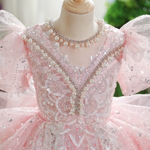 Abito da principessa rosa lungo stile straniero francese <span class=keywords><strong>per</strong></span> le ragazze piccolo ospite spettacolo vestito da passerella con gonna lunga <span class=keywords><strong>per</strong></span> il compleanno - Product Image 4