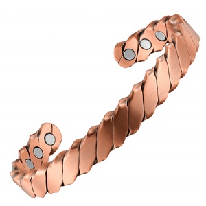 Junhong Jewelry 99.99% Pure Copper Magnetic <b>Healing</b> Torque Geometric Classic Unisex Wrist Cuff <b>Bracelets</b> Copper Color Plating - Product Image 1