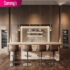 Mueble de Cocina Modular Multifuncional Moderno de Lujo, Fabricado en Foshan, con Gabinetes de Madera Blanca y Vidrio, Encimera de Mármol - Product Image 1