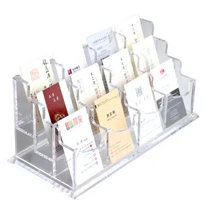 Holders 9 Slots 4 Tier Counter Stand Business Card Holder Display For Desk Vertically Clear Acrylic Multiple Business Card