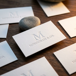 Cartes de visite de luxe en typographie, symbole de l'infini, gaufrage à sec, papier coton épais, personnalisables OEM, recto-verso - Product Image 4