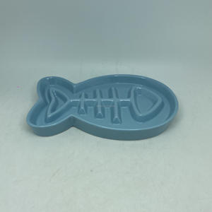 Alimentador de animal de estimação, tigela para cães e gatos em formato de peixe, tigela de cerâmica, alimentador lento - Product Image 3