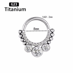 Piercing <span class=keywords><strong>Helix</strong></span> in Titanio G23 ASTM F136 Placcato <span class=keywords><strong>Argento</strong></span> con Sfera di Zirconia, Anelli per Septum, Capezzolo, Conchiglia, Cartilagine, Trago, Naso per Bambini - Product Image 6