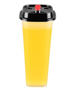 Bicchiere quadrato trasparente in plastica da 600 ml con tappo a cuore rosso, monouso, <span class=keywords><strong>per</strong></span> bevande, tè al latte, succhi, bevande alla frutta, tè alla frutta, <span class=keywords><strong>per</strong></span> chi è sempre in movimento. - Product Image 4