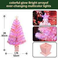 Hochwertiger 3ft Rosa Vorbeleuchteter Künstlicher Kiefern-Tischbaum Mini-Weihnachtsbaum mit Stecker Mehrfarbige Stern-Ornamente für Innenräume