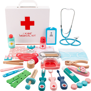 Trousse de Docteur <span class=keywords><strong>en</strong></span> Bois pour Enfants, Jouet de Simulation Médicale, Coffret de Jeu d'Imitation pour Enfants - Product Image 1
