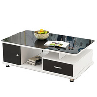 Ensemble de 3 meubles de salon modernes : meuble TV style chaise et table basse en verre, avec table basse intégrée au meuble TV