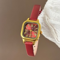 Jam Tangan Wanita Gaya Retro Minimalis Kasual, Ukuran Kecil, Serbaguna, Temperamen Mini, Seni Pelajar, Skala Romawi, Laris Manis