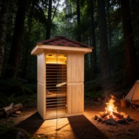 Rumah Sauna Uap Kering Inframerah Jauh 2 Orang dari Kayu Hemlock Kanada Solid Ramah Lingkungan Gaya Cina, Set Lengkap, Mudah Dipasang, dan Dapat Dioperasikan dengan Steker Listrik