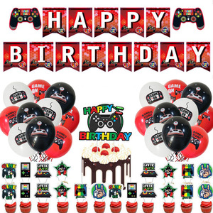 Juego de decoración de fiesta inspirada en videojuegos con juego en letras, globos impresos de 12 pulgadas, adornos para pasteles para eventos de cumpleaños de niño Nerdy - Product Image 6