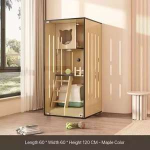 Villa de madera de lujo para gatos Casa interior para gatos Jaula para gatos y cama Cobertizo para gatos y gabinete Cama para gatos - Product Image 2