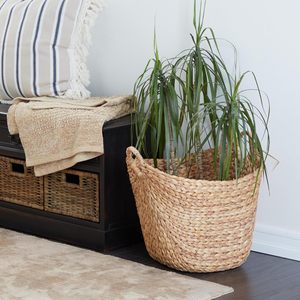 Decorative and Functional <strong>Storage</strong> <strong>Basket</strong> <strong>Large</strong> Woven <strong>Basket</strong> Organizer with Ring Handles - Product Image 3