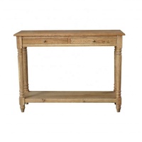 Console de salon W5830-2S Lucius de style français, en chêne massif européen, antique, avec tiroirs, pour appartement