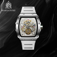 Jam tangan persegi panjang baja noda berlubang jam tangan besar untuk pria jam tangan merek mewah olahraga otomatis