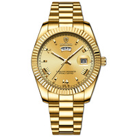 Montre de luxe pour homme d'affaires, lunette cannelée, index en cristal, fenêtre de date unique, en acier inoxydable, étanche