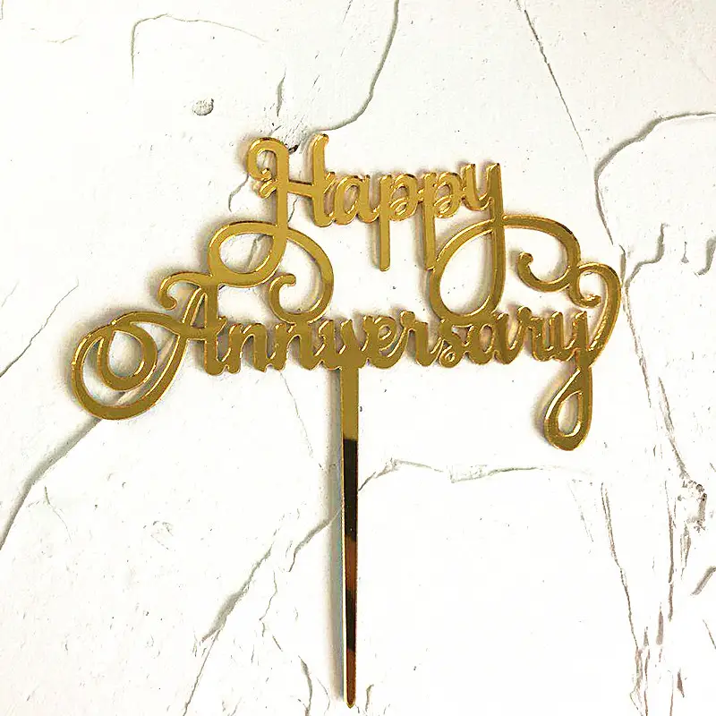 Wholesale Rose Gold Acrylic Happy Anniversary Cake Topper Wedding Decoration Party Supplier