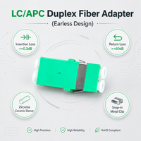 Adaptor Serat Optik LC/APC Duplex Tanpa Flensa Kepadatan Tinggi Hijau Singlemode SM Coupler Tanpa Flensa untuk Panel Patch