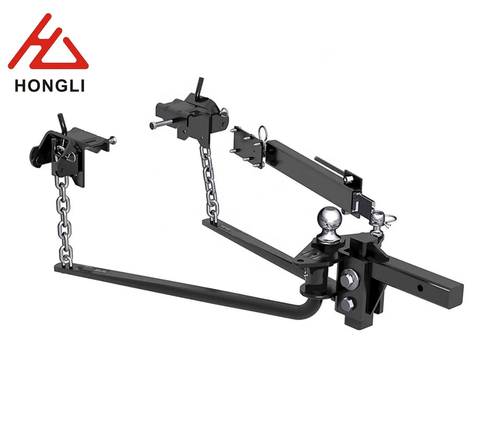 Hongli Round Bar Weight Distribution Hitch with Sway Control Black 10 000 lbs 2-Inch Shank 2-5/16-Inch Ball