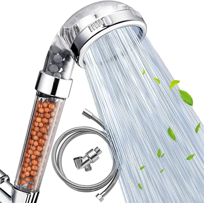 2024G Hard Water Filter Shower Head Handheld Shower Head High Pressure Activated Carbon Transparent Plastic Filter
