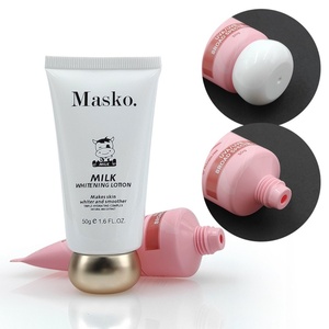 Tube souple cosmétique en plastique, emballage de lotion blanchissante et de crème solaire, 50g, sphérique, blanc et rose imprimé, personnalisé, prix usine - Product Image 2