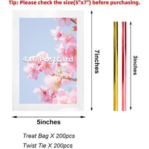 Bolsas de celofán para dulces de 5x7 pulgadas, transparentes, de plástico OPP, con 200 atadores de alambre para empaquetar regalos y almacenar alimentos - Product Image 2
