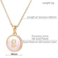 Collier rond en nacre rose avec 26 lettres en or, pendentif personnalisé avec initiale, bijoux