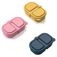 Boîte à bento en silicone sans BPA pour adultes et adolescents, écologique, compatible micro-ondes, anti-fuite, 2 compartiments, récipient de stockage alimentaire pour
