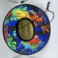Chapeau de paille Panama avec logo personnalisé pour visière imprimée, idéal pour les activités de plein air, la pêche, protection solaire UPF, style sauveteur avec sangle de menton, vente en gros OEM en vrac