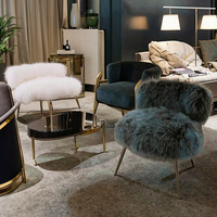 Fauteuil de salon confortable et moelleux sur mesure OEM/ODM, en tissu polaire moderne imitation fourrure d'agneau, pour salle à manger, salon, hôtel
