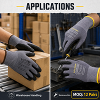 12 paires de gants de travail de sécurité LOCCEF en nitrile micro-mousse, paume enduite, nylon léger, durables, avec grip à pois, gants industriels