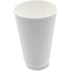 Vasos de Papel Desechables de Doble Pared Blancos de 16 oz, 500 Unidades por Caja, Aptos para Café Caliente, Estilo Ondulado, Material Kraft PE - Product Image 1