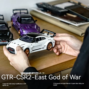 Commercio all'ingrosso 1:24 pressofusa <span class=keywords><strong>Nissan</strong></span> GTR-CSR2 in lega di auto modello decorazione suono e luce giocattolo sportivo in metallo auto giocattolo per bambini - Product Image 2