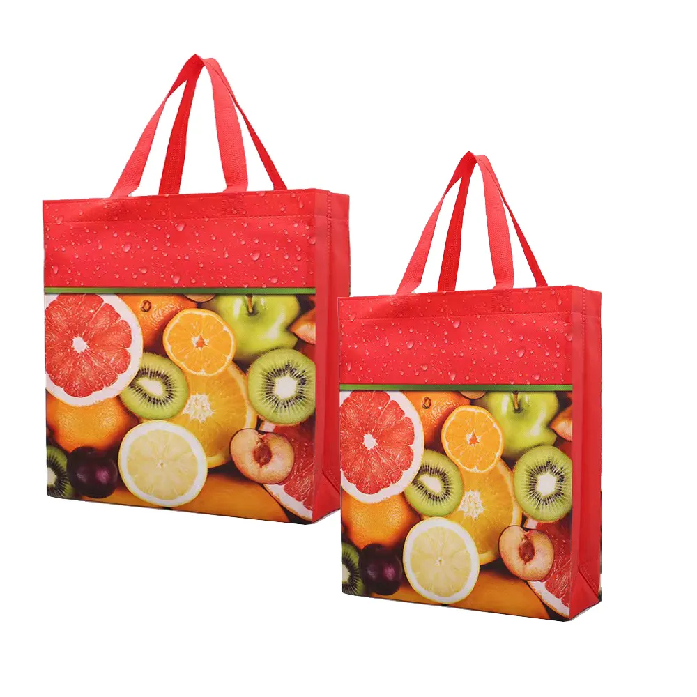 Оптовая продажа, сумки для покупок с принтом, экологически чистые, многоразовые продуктовые полипропиленовые ламинированные нетканые сумки