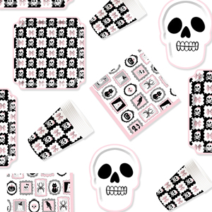 Juego de Vajilla para Fiesta de Halloween DAMAI, Estilo Moderno, con Molde de Calavera, Incluye Platos de Papel de 9 y 10.5 Pulgadas, Vasos y Servilletas - Product Image 3