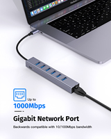Adaptateur Réseau USB3.0 vers Gigabit LAN Forida 1000 Mbps, Hub USB-A 8 Ports avec Extension de Données pour Windows, En Stock