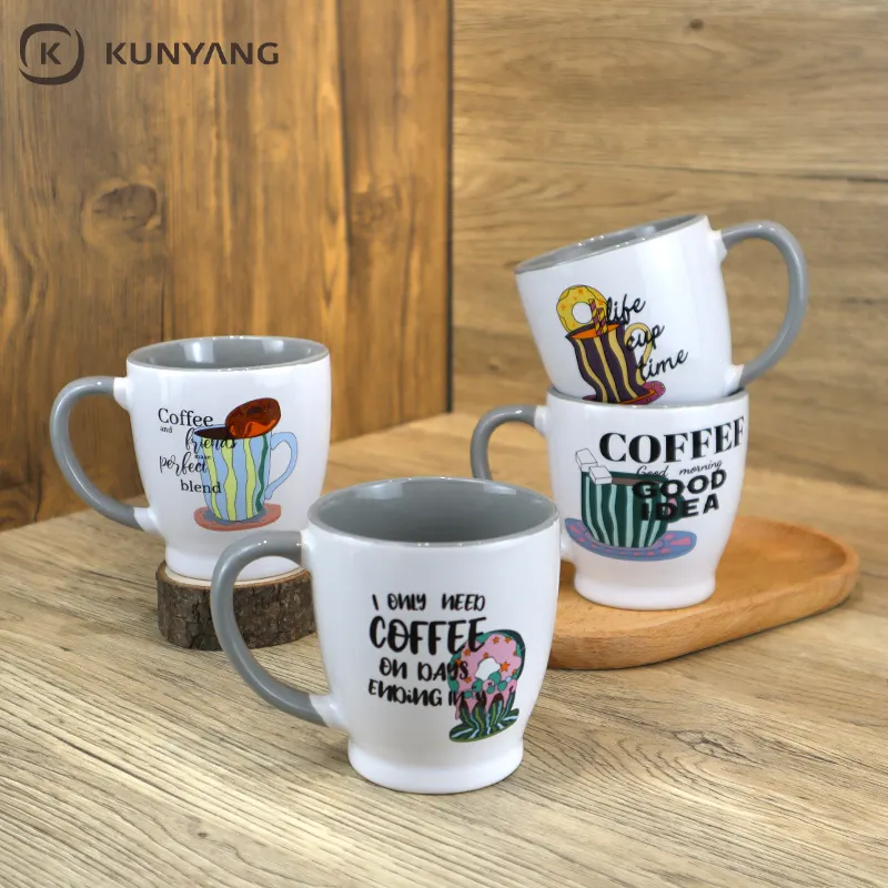 Tazze da caffè di alta qualità della fabbrica di kunyang tazze stampate con logo personalizzato tazze in ceramica personalizzabili con logo