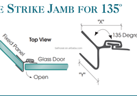 JINSU PLASTIC STRIKE JAMB 135 NEO-ANGLE Joint d'étanchéité pour porte de douche en verre de salle de bain d'appartement, modèle P135SJ G013B5, design moderne, facile à installer