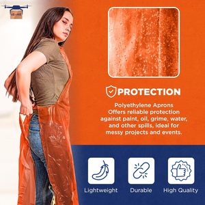 Delantales Desechables de Plástico para Adultos, 28×46 Pulgadas, Delantal de Pintura Impermeable de PE de 1.5 Mil, Delantal Desechable de Polietileno Unisex - Product Image 6