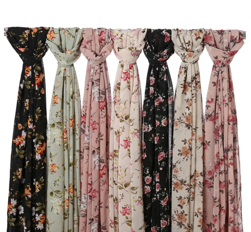 Fashion new design accessory chiffon shawl floral printed hijab muslim women scarf other scarves